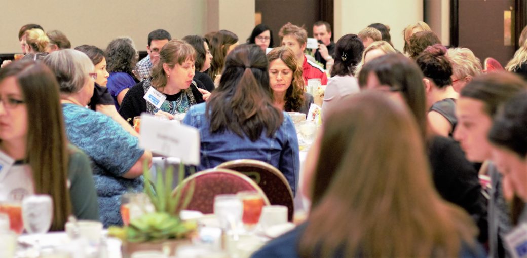 Lunch wide busy tables LMCC15 networking lunch