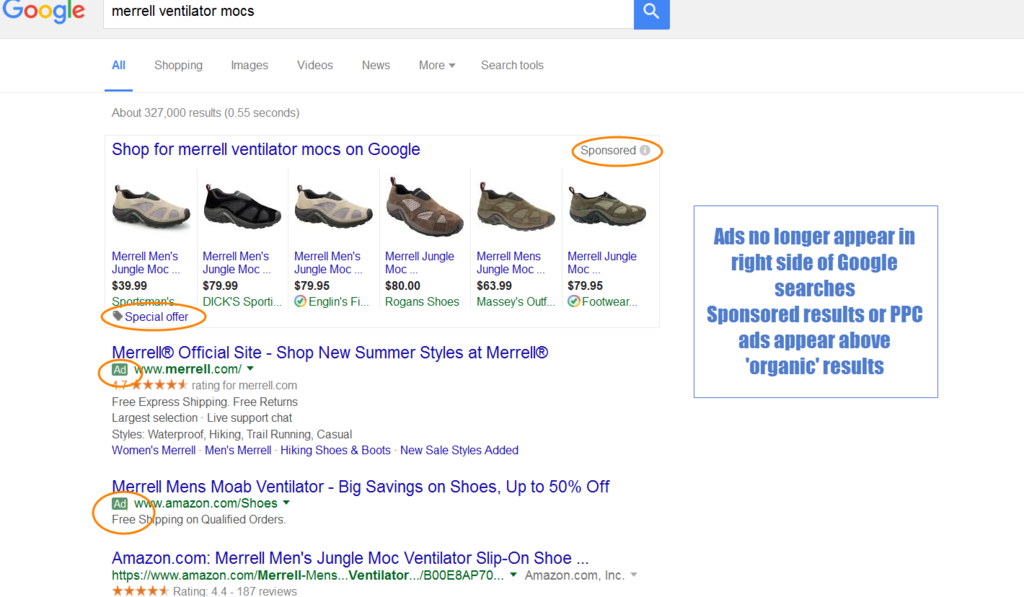 Google PPC paid ads example