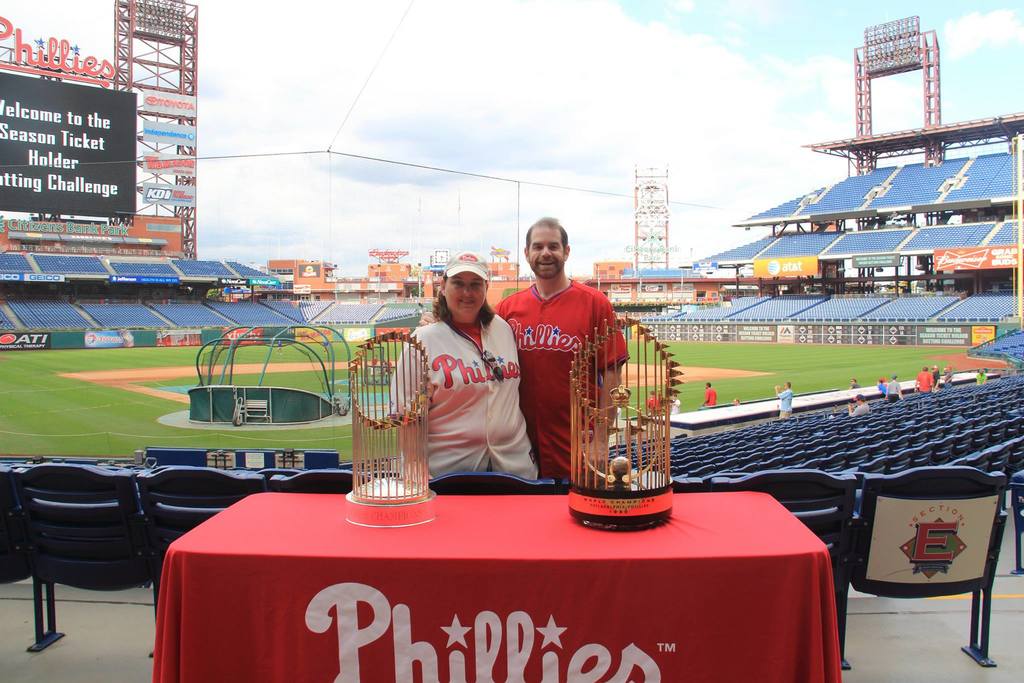 With the Phillies 2 World Series trophies