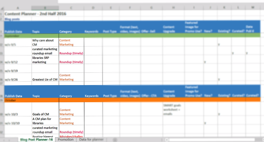 IntelliCraft's sticky notes into Excel content planner