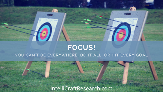 keep focus on targets can't hit every goal of content marketing or be everywhere 