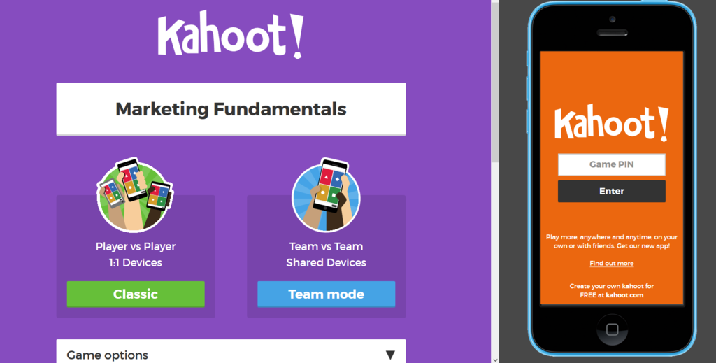 Kahoot educational quiz tool marketing example