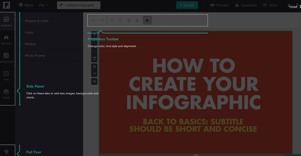 Template example to make infographic Piktochart