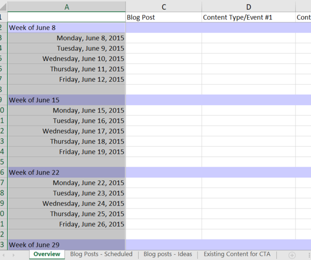 Content Marketing Institute Sample Template Content Calendar