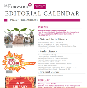 themed editorial content calendar PA Library Association 