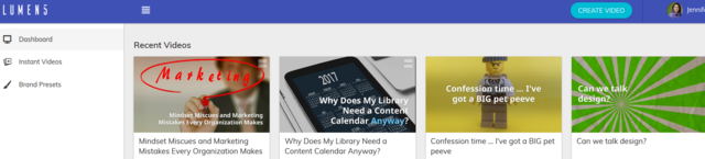 Lumen5 video creation app dashboard